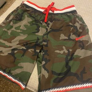 Nike Camo Athletic Shorts with Red Accents